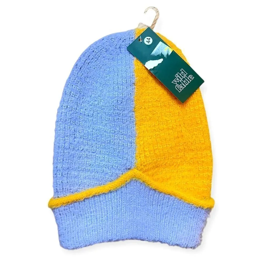 Wild Fable Women’s Purple Orange Colorblock Soft Knit Beanie Hat OS